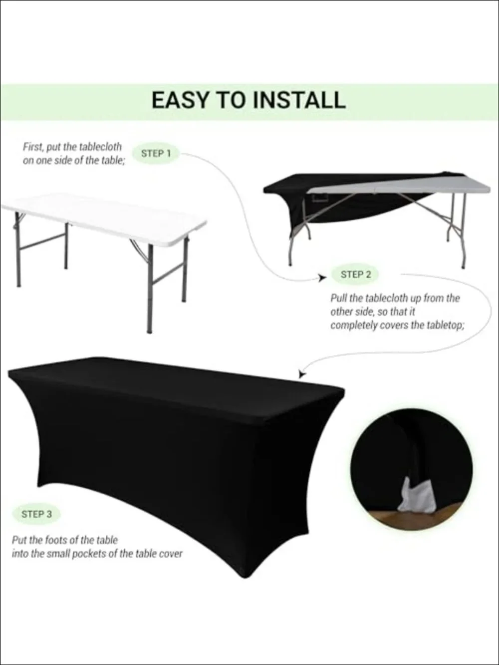 6 Pack Stretch Spandex Table Covers for 6ft Tables Fitted Elastic